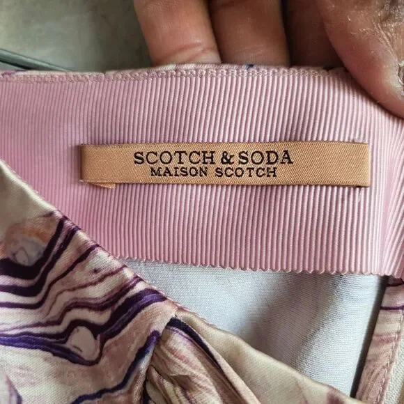 NWT SCOTCH & SODA Satin Feel Knotted Marble Midi Skirt Size XS - Picture 6 of 15